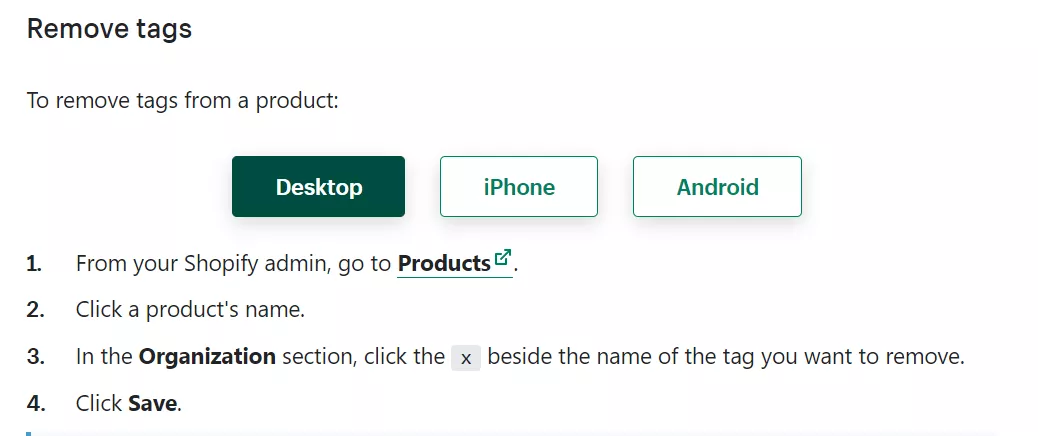 remove shopify product tags